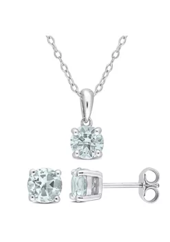 Promo ✨ 2-Piece Set of 2.20 ct. t.g.w. Aquamarine Earrings and Pendant with Chain in Sterling Silver by Belk & Co. ❤️ -DealsBelk & Co. Store Belk 17918