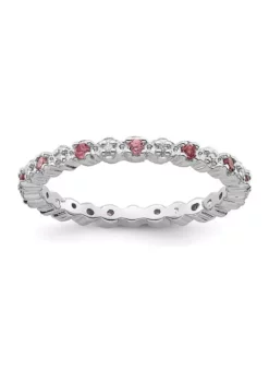 Discount 🎁 1/5 ct. t.w. Pink Tourmaline and 1/10 ct. t.w. Diamond Stackable Expressions Ring in Sterling Silver by Belk & Co. 🌟 -DealsBelk & Co. Store Belk 17924