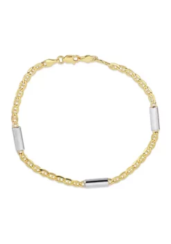 Deals 🌟 Men's Bar Station Mariner Link Bracelet in 10k Two-Tone Yellow and White Gold (8 In) by Belk & Co. 👍 -DealsBelk & Co. Store Belk 17947