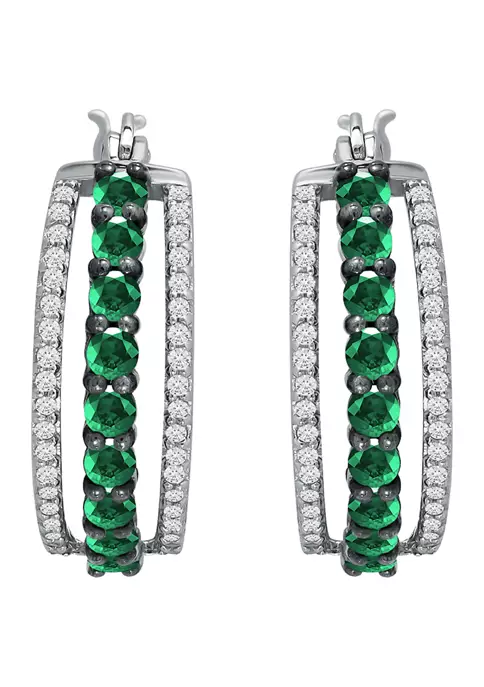 Cheapest ๐งจ Lab Created 1.44 ct. t.w. Created Green Quartz and Created White Sapphire Hoop Earrings, Sterling Silver by Belk & Co. ๐ 1 Cheapest ๐งจ Lab Created 1.44 ct. t.w. Created Green Quartz and Created White Sapphire Hoop Earrings, Sterling Silver by Belk & Co. ๐
