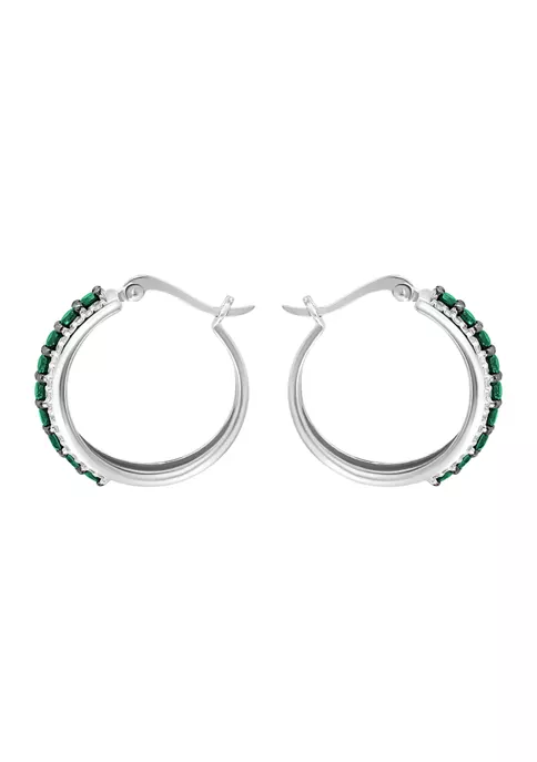 Cheapest ๐งจ Lab Created 1.44 ct. t.w. Created Green Quartz and Created White Sapphire Hoop Earrings, Sterling Silver by Belk & Co. ๐ 2 Cheapest ๐งจ Lab Created 1.44 ct. t.w. Created Green Quartz and Created White Sapphire Hoop Earrings, Sterling Silver by Belk & Co. ๐ - Image 2