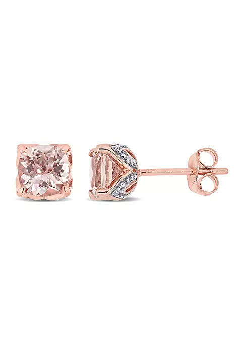 Flash Sale ⌛ 1.88 ct. t.w. Morganite and Diamond Accent Stud Earrings in 10k Rose Gold by Belk & Co. ❤️ 4 Flash Sale ⌛ 1.88 ct. t.w. Morganite and Diamond Accent Stud Earrings in 10k Rose Gold by Belk & Co. ❤️ - Image 4