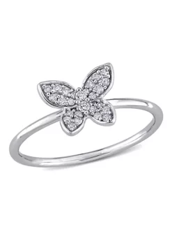 Promo 🎁 1/8 ct. t.w. Diamond Butterfly Ring in 10K White Gold by Belk & Co. 🛒
