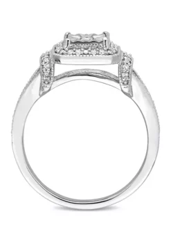 Cheap 😍 1/5 ct. t.w. Diamond Halo Square Vintage Promise Ring in Sterling Silver by Belk & Co. 🌟 -DealsBelk & Co. Store Belk 17985