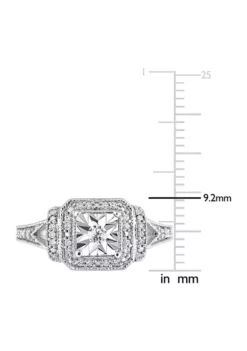 Cheap 😍 1/5 ct. t.w. Diamond Halo Square Vintage Promise Ring in Sterling Silver by Belk & Co. 🌟 -DealsBelk & Co. Store Belk 17986