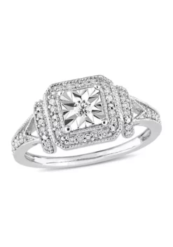Cheap 😍 1/5 ct. t.w. Diamond Halo Square Vintage Promise Ring in Sterling Silver by Belk & Co. 🌟 -DealsBelk & Co. Store Belk 17988