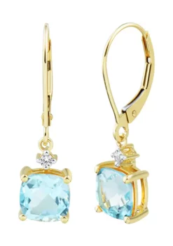 Outlet 🔔 1/10 ct. t.w. Diamond and Sky Blue Topaz Earrings in 10K Yellow Gold by Belk & Co. 👍 -DealsBelk & Co. Store Belk 17991