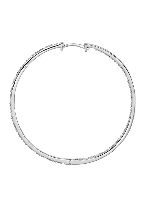 Promo ⭐ 1/8 ct. t.w. Diamond In and Out Hoop Earrings in Rhodium Plated Sterling Silver by Belk & Co. 😉 3 Promo ⭐ 1/8 ct. t.w. Diamond In and Out Hoop Earrings in Rhodium Plated Sterling Silver by Belk & Co. 😉 - Image 3