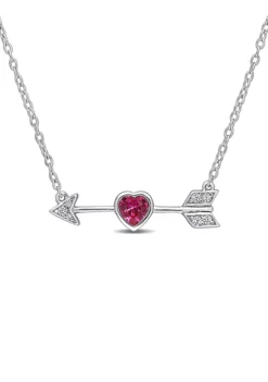 Top 10 🔔 Lab Created Created Ruby Created White Sapphire and Diamond Accent Heart Arrow Necklace in Sterling Silver by Belk & Co. 🎁 -DealsBelk & Co. Store Belk 17999