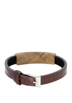 Best Pirce 🧨 Stainless Steel and Wood Cable Bracelet with Brown IP by Belk & Co. 👍 -DealsBelk & Co. Store Belk 18006
