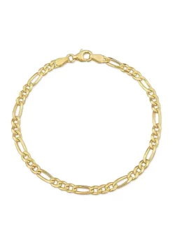 Hot Sale 🤩 18k Yellow Gold Plated Sterling Silver 3.8mm Figaro Chain Bracelet, 7.5" by Belk & Co. 🌟
