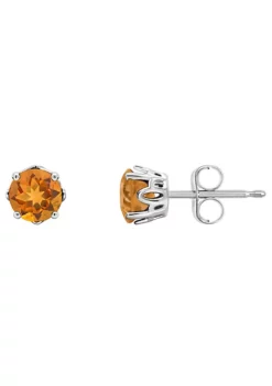 New 👍 Sterling Silver 5mm Round Citrine Stud Earrings by Belk & Co. 🔔