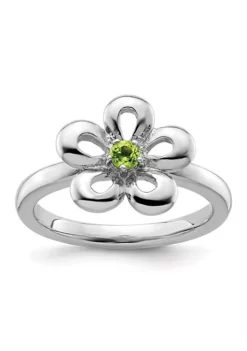 Coupon 💯 1/8 ct. t.w. Peridot Polished Stackable Expressions Flower Ring in Sterling Silver by Belk & Co. 🔥 -DealsBelk & Co. Store Belk 18027