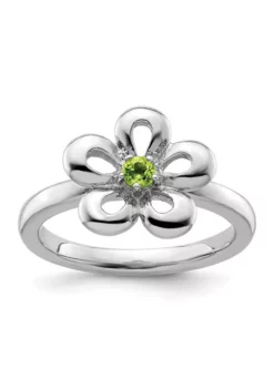 Coupon 💯 1/8 ct. t.w. Peridot Polished Stackable Expressions Flower Ring in Sterling Silver by Belk & Co. 🔥 -DealsBelk & Co. Store Belk 18029
