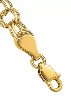 Deals ❤️ 14K Yellow Gold Double Link with Hearts Charm 8 Inch Bracelet by Belk & Co. ⭐ -DealsBelk & Co. Store Belk 18031