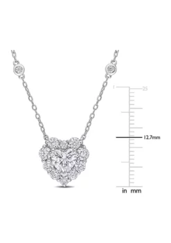 Buy 😀 2 ct. t.w. Created Moissanite Halo Heart Necklace in Sterling Silver by Belk & Co. 🎁 -DealsBelk & Co. Store Belk 18050