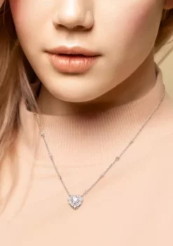 Buy 😀 2 ct. t.w. Created Moissanite Halo Heart Necklace in Sterling Silver by Belk & Co. 🎁 -DealsBelk & Co. Store Belk 18052