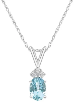 Cheap 😉 14K Gold 7x5 Oval Aquamarine Diamond Accent Pendant by Belk & Co. 🌟