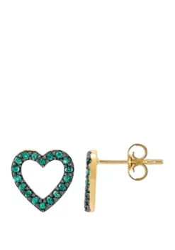Promo 💯 Created Emerald Heart Stud Earrings in 10K Gold by Belk & Co. 🛒