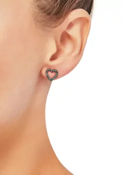 Promo 💯 Created Emerald Heart Stud Earrings in 10K Gold by Belk & Co. 🛒 -DealsBelk & Co. Store Belk 18093