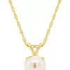 Budget 🥰 14K Yellow Gold 7mm Round Pearl Pendant Necklace by Belk & Co. 👏