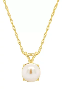Budget 🥰 14K Yellow Gold 7mm Round Pearl Pendant Necklace by Belk & Co. 👏 -DealsBelk & Co. Store Belk 18107