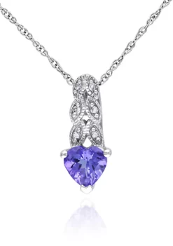 Promo 👏 Tanzanite and Diamond Heart Pendant in 10k White Gold by Belk & Co. ⌛ -DealsBelk & Co. Store Belk 18110