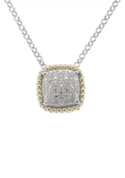 Discount ✔️ 1/10 ct. t.w. Diamond Pendant with 20 Inch Rolo Chain in Sterling Silver and 14K Yellow Gold by Belk & Co. 💯