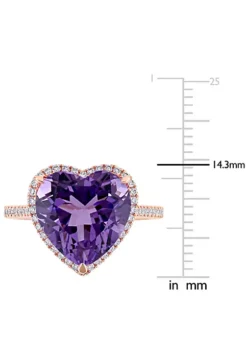Cheapest ✨ Heart Shape Amethyst and 1/3 CT TW Diamond Halo Ring in 14k Rose Gold by Belk & Co. 🛒 -DealsBelk & Co. Store Belk 18135