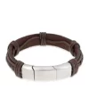 Cheap 🌟 Men's Stainless Steel And Brown Leather Bracelet by Belk & Co. ❤️