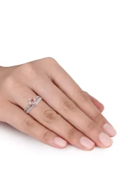 Cheap 😀 2 Piece 4/5 ct. t.w. Morganite and 1/2 ct. t.w. Diamond Split Shank Ribbon Bridal Ring Set in 14k Rose Gold by Belk & Co. 🎁 -DealsBelk & Co. Store Belk 18204