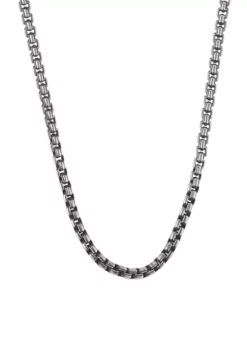 Discount 👏 Stainless Steel 5.5 Millimeter Round Box Chain Necklace with Black Plating Inlay, 22 Inch by Belk & Co. 🎉 -DealsBelk & Co. Store Belk 18223