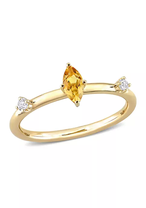 Outlet ๐ 1/3 CT TGW Citrine and White Topaz Marquise 3-Stone Stackable Ring in 10k Yellow Gold by Belk & Co. ๐งจ 1 Outlet ๐ 1/3 CT TGW Citrine and White Topaz Marquise 3-Stone Stackable Ring in 10k Yellow Gold by Belk & Co. ๐งจ