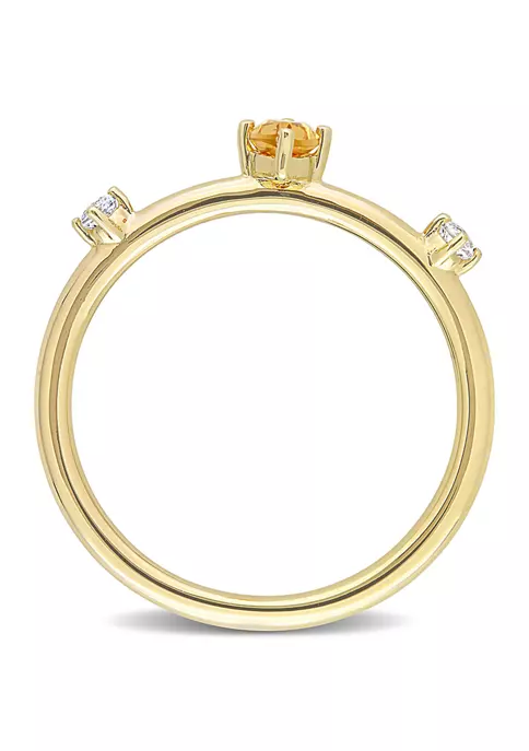 Outlet ๐ 1/3 CT TGW Citrine and White Topaz Marquise 3-Stone Stackable Ring in 10k Yellow Gold by Belk & Co. ๐งจ 3 Outlet ๐ 1/3 CT TGW Citrine and White Topaz Marquise 3-Stone Stackable Ring in 10k Yellow Gold by Belk & Co. ๐งจ - Image 3