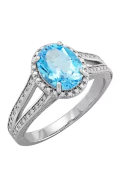 New 🔥 Swiss Blue Topaz and Diamond Ring by Belk & Co. 🎁 -DealsBelk & Co. Store Belk 18251