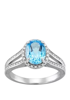 New 🔥 Swiss Blue Topaz and Diamond Ring by Belk & Co. 🎁 -DealsBelk & Co. Store Belk 18253