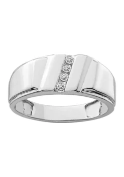 Top 10 🧨 Men's 1/10 ct. t.w. Diamond Ring in Rhodium Plated Sterling Silver by Belk & Co. 🎉