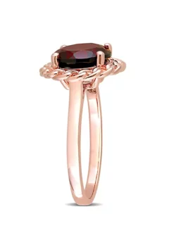 New 🌟 Garnet Halo Ring in Rose Plated Sterling Silver by Belk & Co. 🌟 -DealsBelk & Co. Store Belk 18259