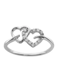 Best reviews of 💯 1/8 ct. t.w. Diamond Double Heart Ring in Rhodium Plated Sterling Silver by Belk & Co. 😀 -DealsBelk & Co. Store Belk 18267