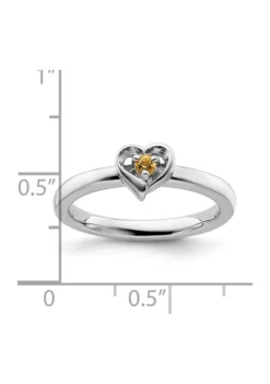 Cheap ⭐ 1/10 ct. t.w. Citrine Stackable Expressions Heart Ring in Sterling Silver by Belk & Co. 🎁 -DealsBelk & Co. Store Belk 18271