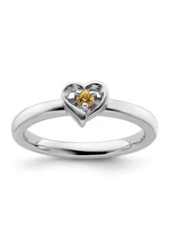 Cheap ⭐ 1/10 ct. t.w. Citrine Stackable Expressions Heart Ring in Sterling Silver by Belk & Co. 🎁 -DealsBelk & Co. Store Belk 18272