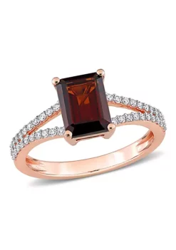 Coupon 😀 2.13 ct. t.g.w. Garnet and 1/5 ct. t.w. Diamond Split Shank Ring in 14K Rose Gold by Belk & Co. 🤩