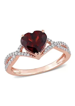 Best Pirce ⭐ Heart Garnet and 1/5 CT TW Diamond Infinity Ring in 14k Rose Gold by Belk & Co. 🧨 -DealsBelk & Co. Store Belk 18296