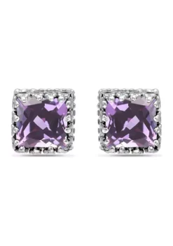 Best reviews of 😀 1-1/4 ct. 6MM Princess Cut Amethyst Crown Stud Earrings, Sterling Silver by Belk & Co. 🤩 -DealsBelk & Co. Store Belk 18300