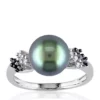 Budget 🎁 10k White Gold Black Tahitian Pearl and Black and White Diamond Ring by Belk & Co. 💯