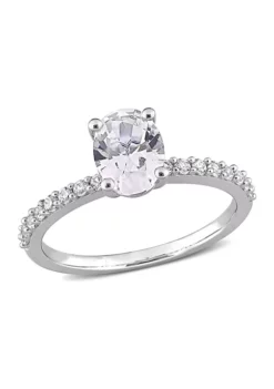 Cheapest 🔔 Lab Created 2.3 CT TGW Created White Sapphire Oval Engagement Ring in 10k White Gold by Belk & Co. ⭐