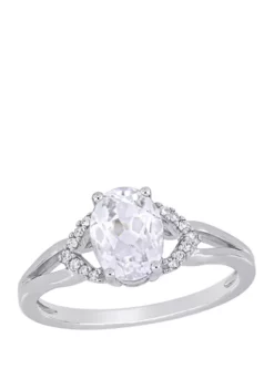 Coupon 🌟 2 ct. t.w. Lab Created White Sapphire and 1/10 ct. t.w. Diamond Accent Split Shank Engagement Ring in 10K White Gold by Belk & Co. 👏 -DealsBelk & Co. Store Belk 18319