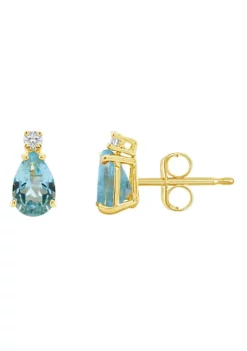 Flash Sale 🎉 14K Gold 6x4 Pear Shape Aquamarine Diamond Accent Earrings by Belk & Co. 🎁 -DealsBelk & Co. Store Belk 18328