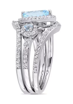 Promo 🎁 1-2/5 CT TGW Leaf and Round-Shaped White and Sky Blue Topaz 3-Stone Cluster Ring in Sterling Silver by Belk & Co. 🎉 -DealsBelk & Co. Store Belk 18333