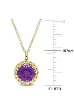 Best reviews of ❤️ 2.25 ct. t.g.w. African Amethyst Halo Link Pendant with Chain in Yellow Plated Sterling Silver by Belk & Co. 🔥 -DealsBelk & Co. Store Belk 18339